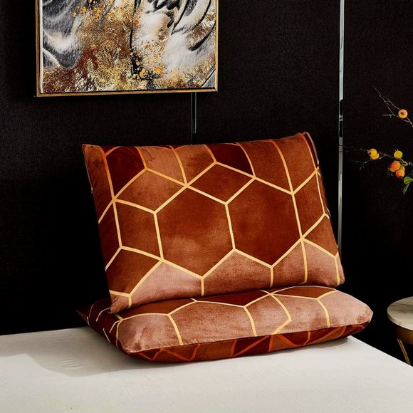 ✧Diamond Duvet Cover Set ✧ Queen ✧ King ✧ Brown - Picture 5 of 6